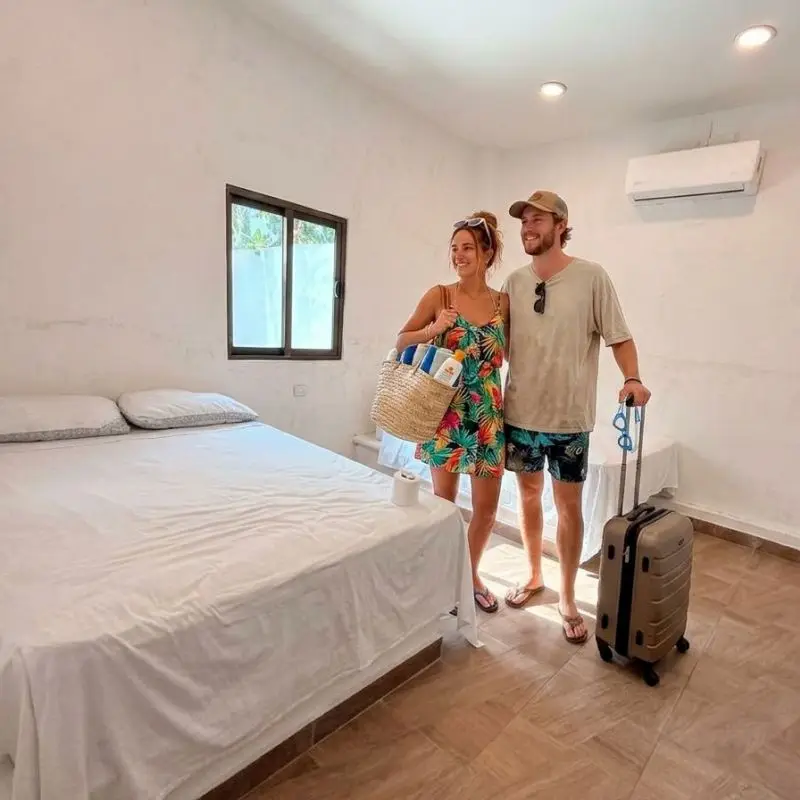 Habitación cómoda con aire acondicionado en Casa de Playa Los Jarochos, Chachalacas